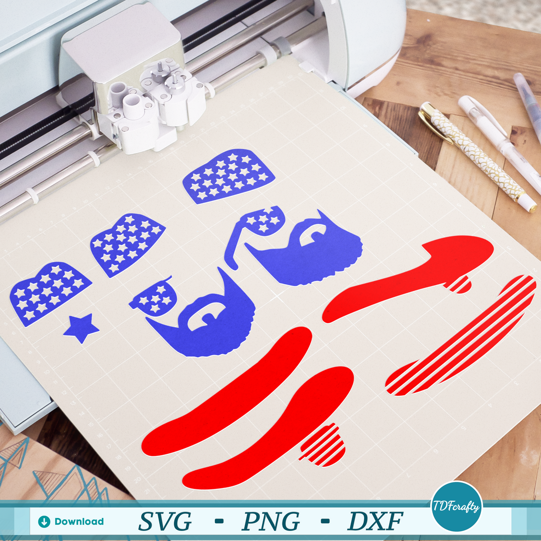 Patriotic Guy Beard with Sunglasses and Cowboy Hat