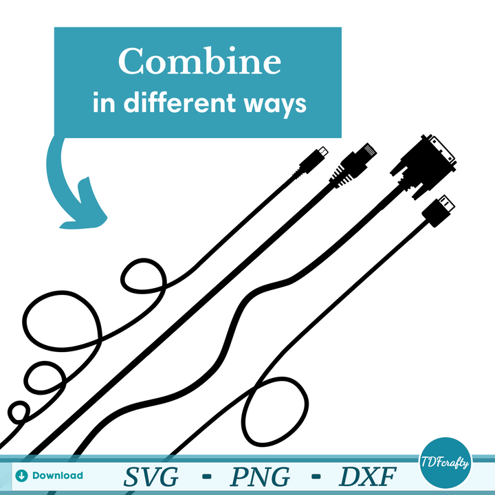 Paquete de siluetas de cables electrónicos