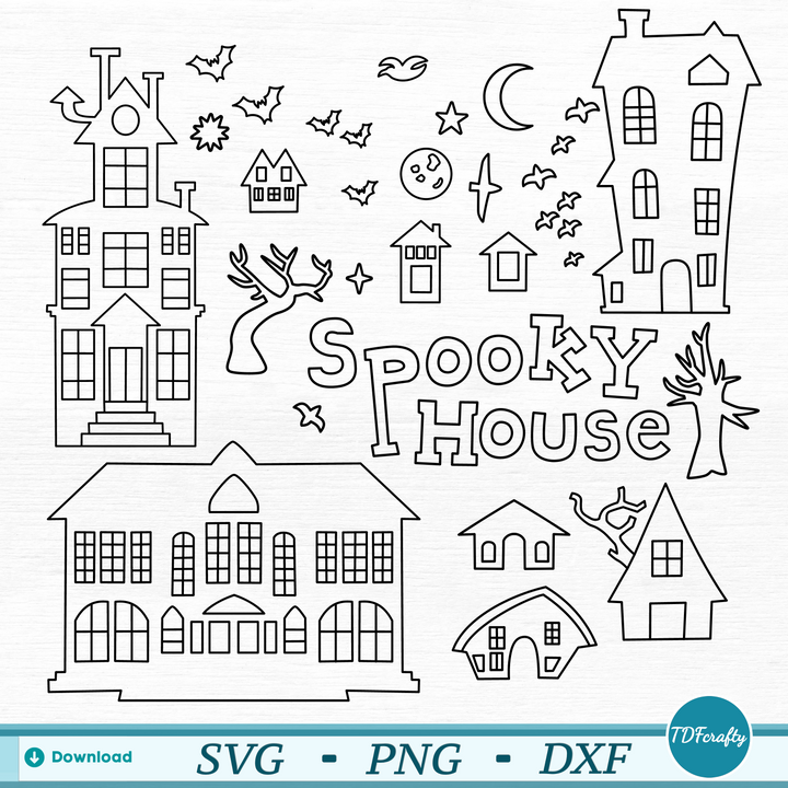 Spooky House Outline Bundle