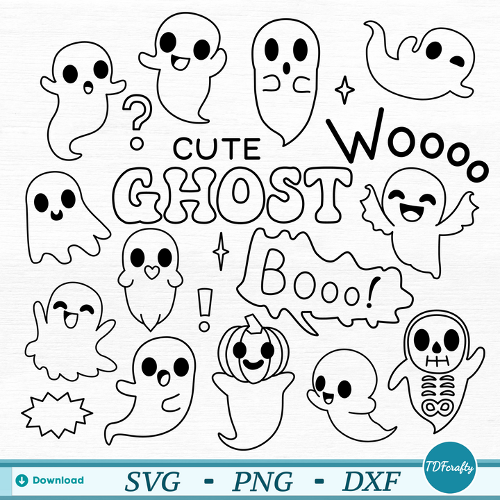 Cute Ghosts Outline Bundle