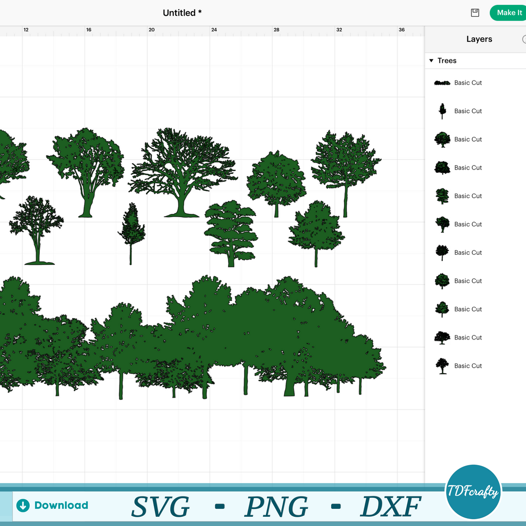 Paquete de silueta de árboles forestales clásicos