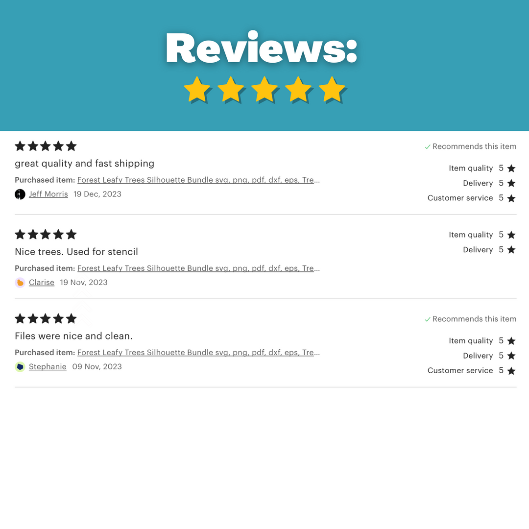 Paquete de silueta de árboles forestales clásicos