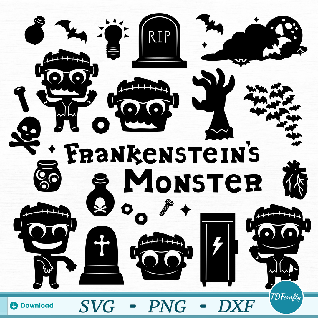 Cute Frankenstein's Monster Silhouette Bundle