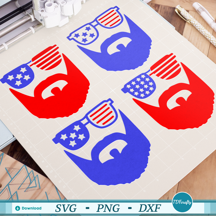 Patriotic Guy Beard with Sunglasses