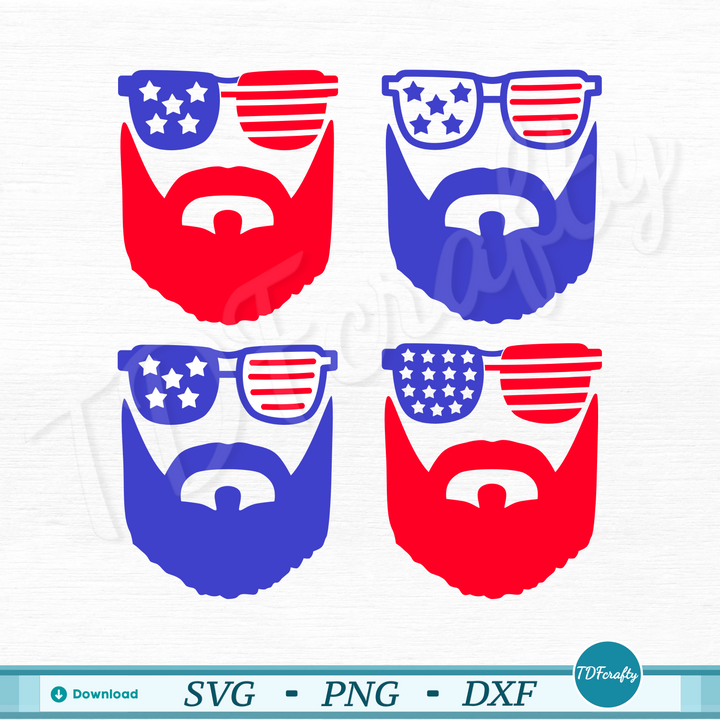 Patriotic Guy Beard with Sunglasses