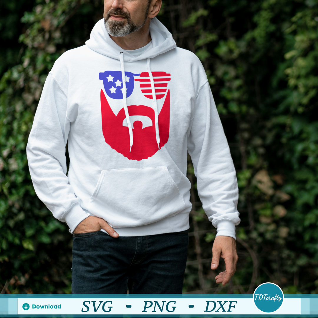 Patriotic Guy Beard with Sunglasses