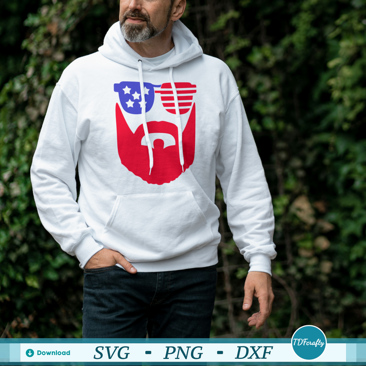 Patriotic Guy Beard with Sunglasses