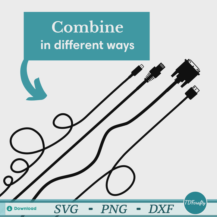 Paquete de siluetas de cables electrónicos