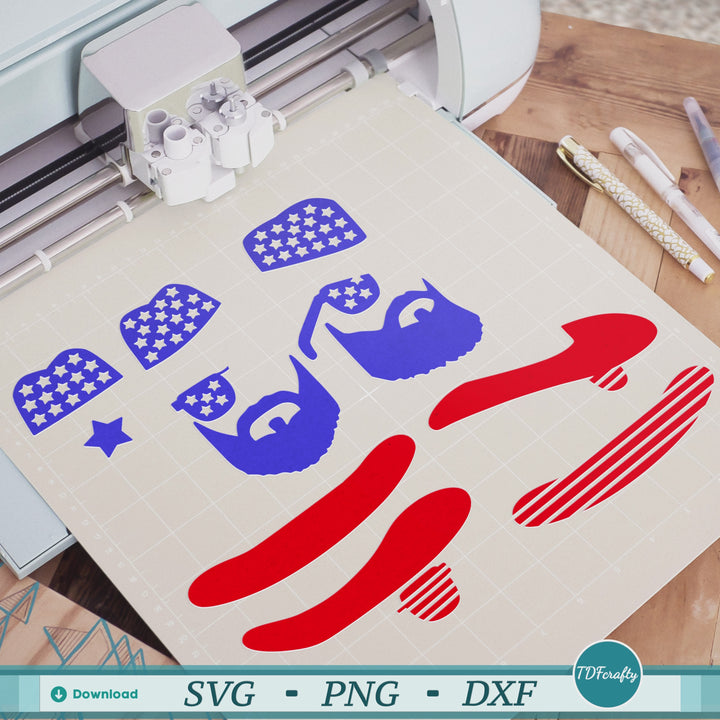 Patriotic Guy Beard with Sunglasses and Cowboy Hat