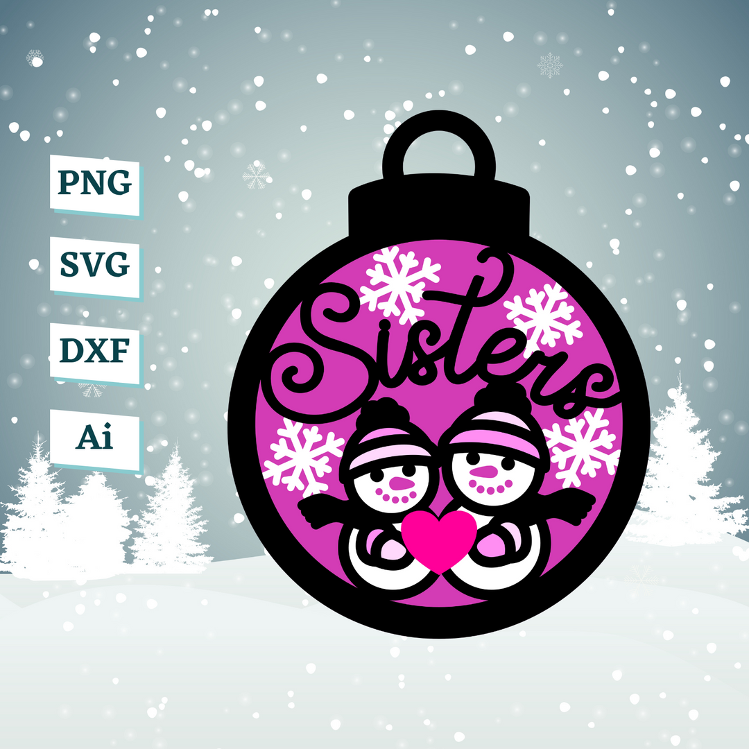 Sisters Snowmen Ornament Template
