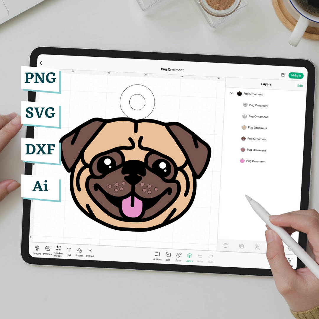 Pug Dog Ornament Template