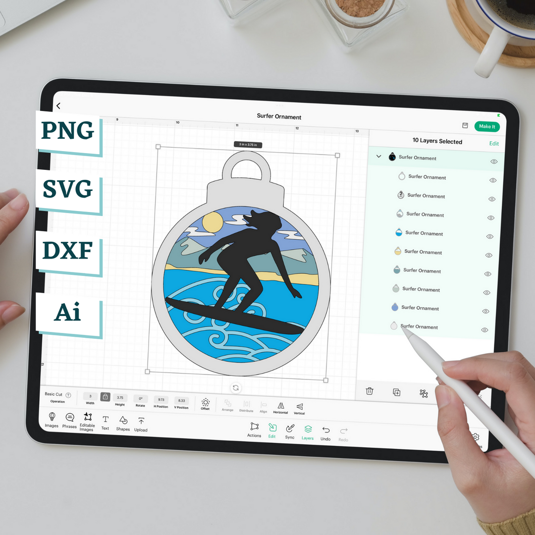 Surfer Ornament Template