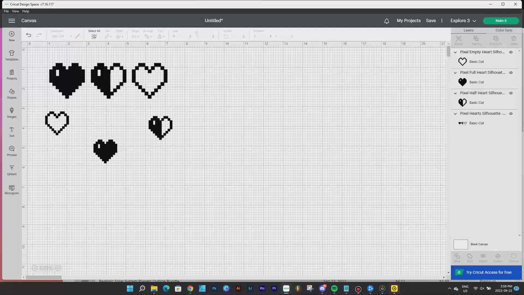 Pixel Hearts Silhouette