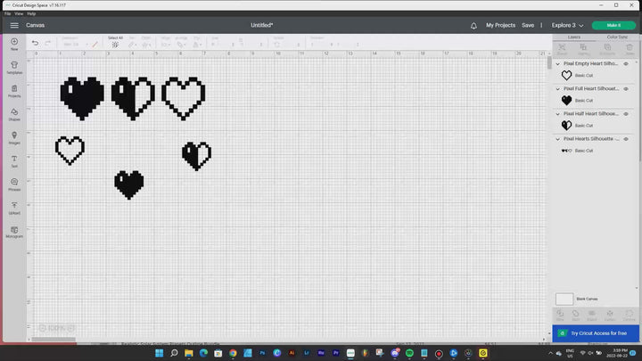 Pixel Hearts Silhouette