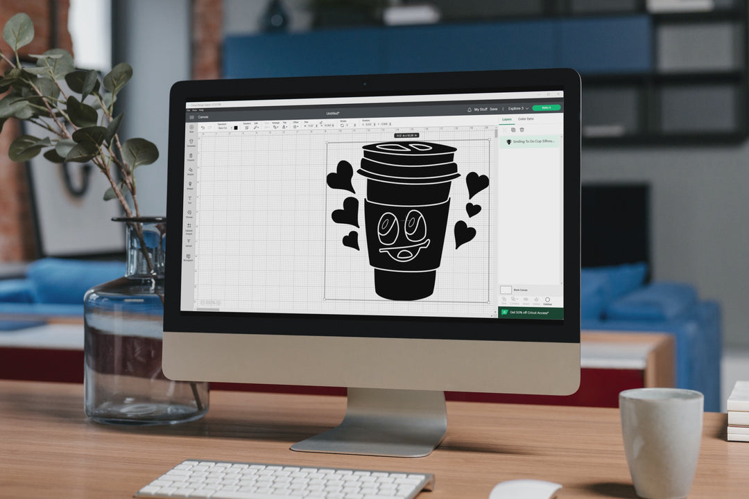 Cheerful To Go Coffee Cup Silhouette