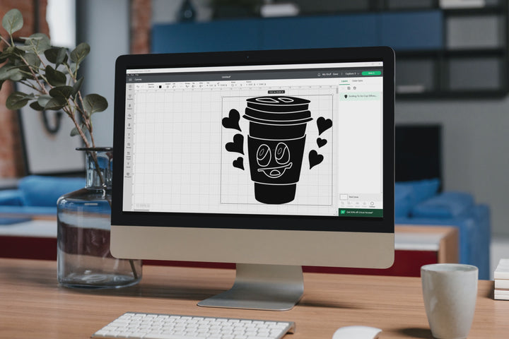 Cheerful To Go Coffee Cup Silhouette