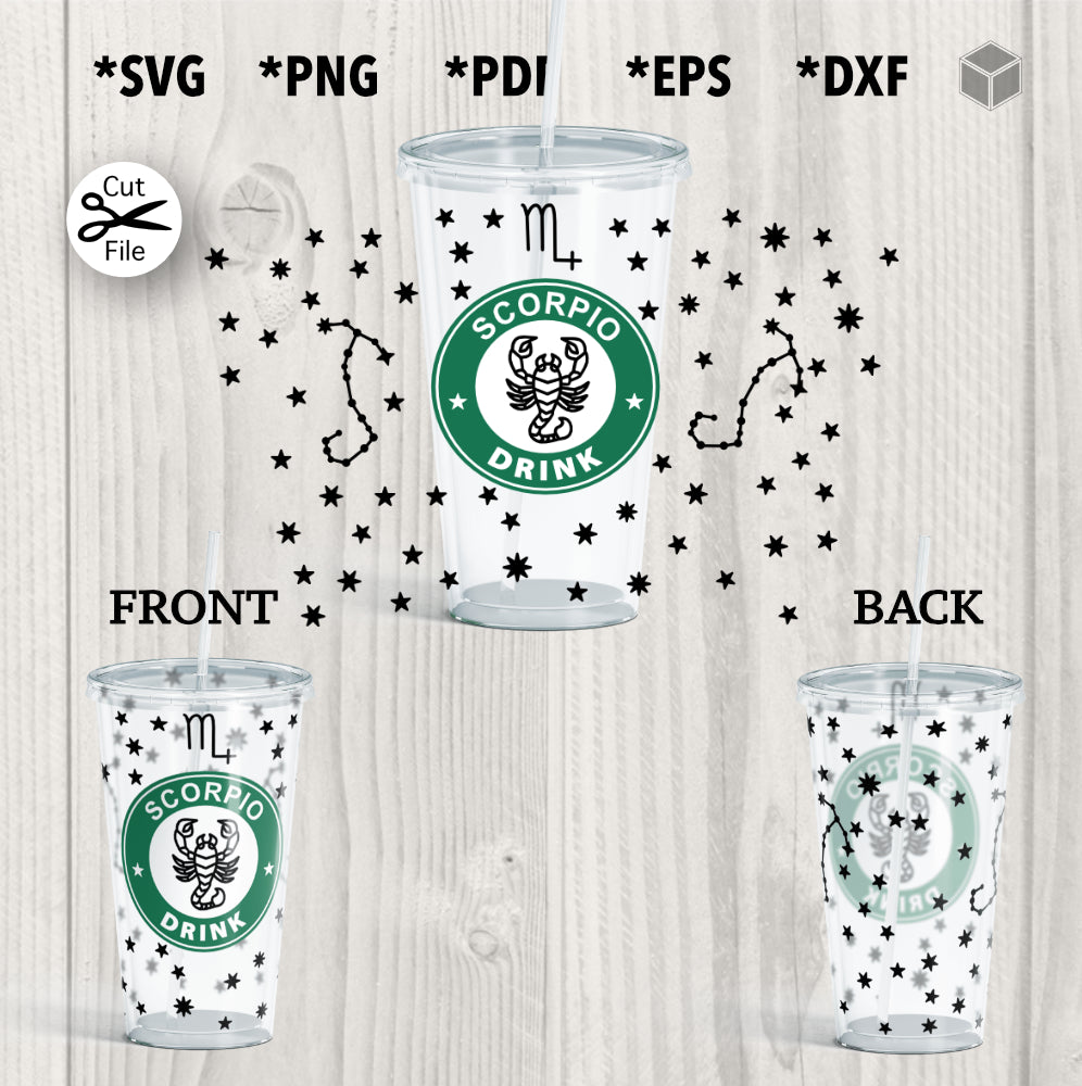 Scorpio Cup Wrap SVG for 24 oz Cold Cups