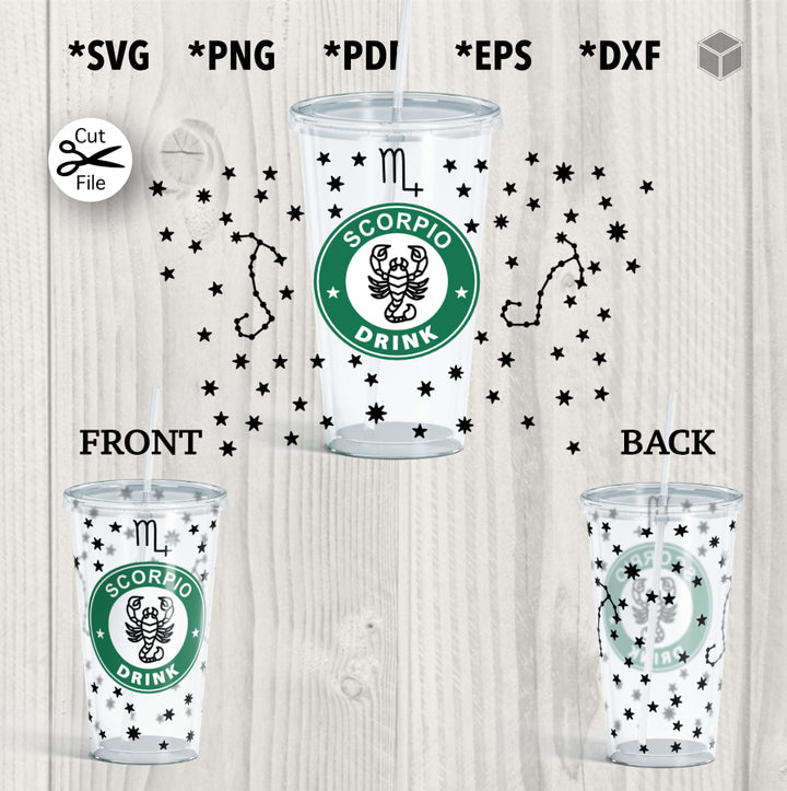 Scorpio Cup Wrap SVG for 24 oz Cold Cups