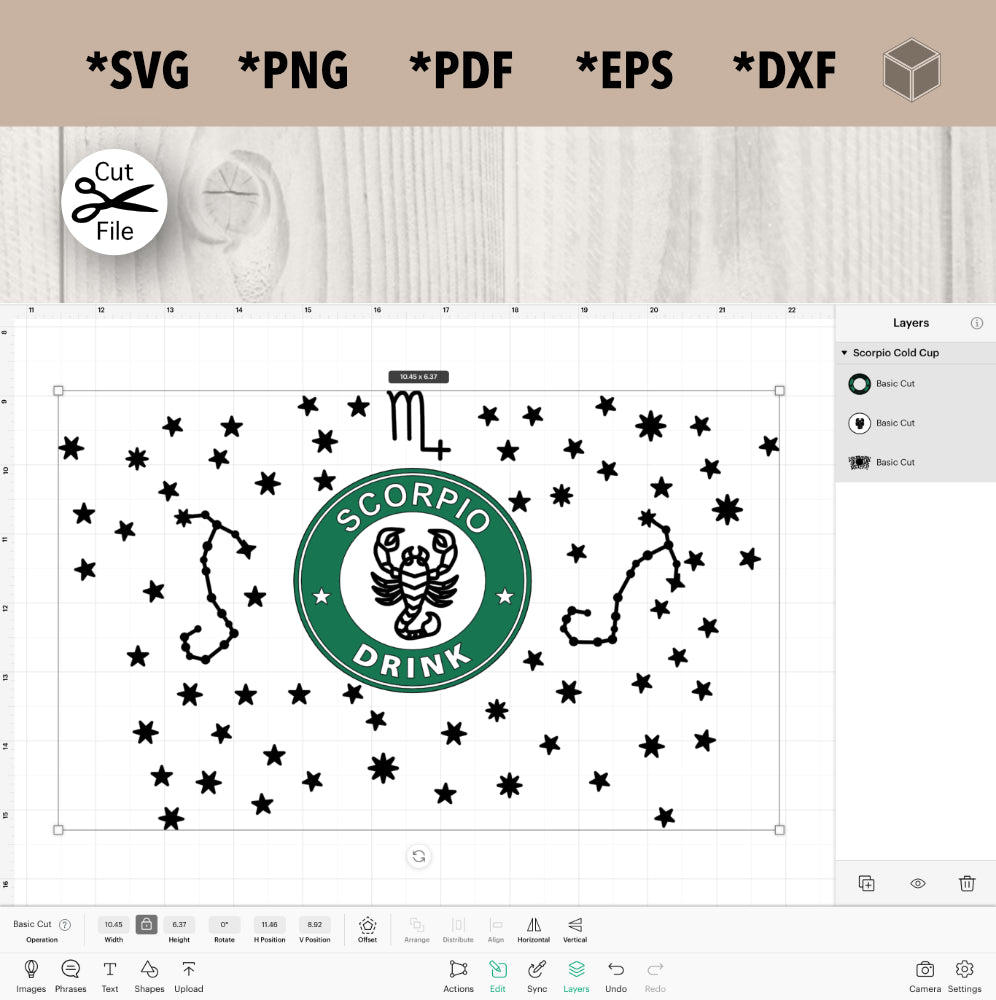 Scorpio Cup Wrap SVG for 24 oz Cold Cups