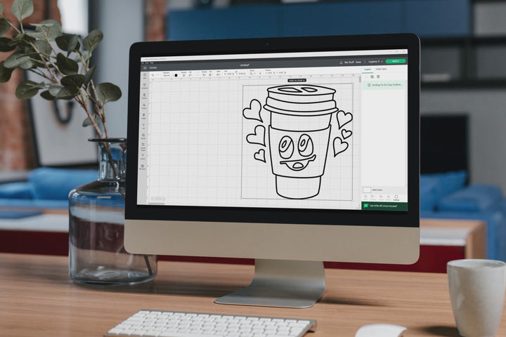 Happy To Go Coffee Cup Outline