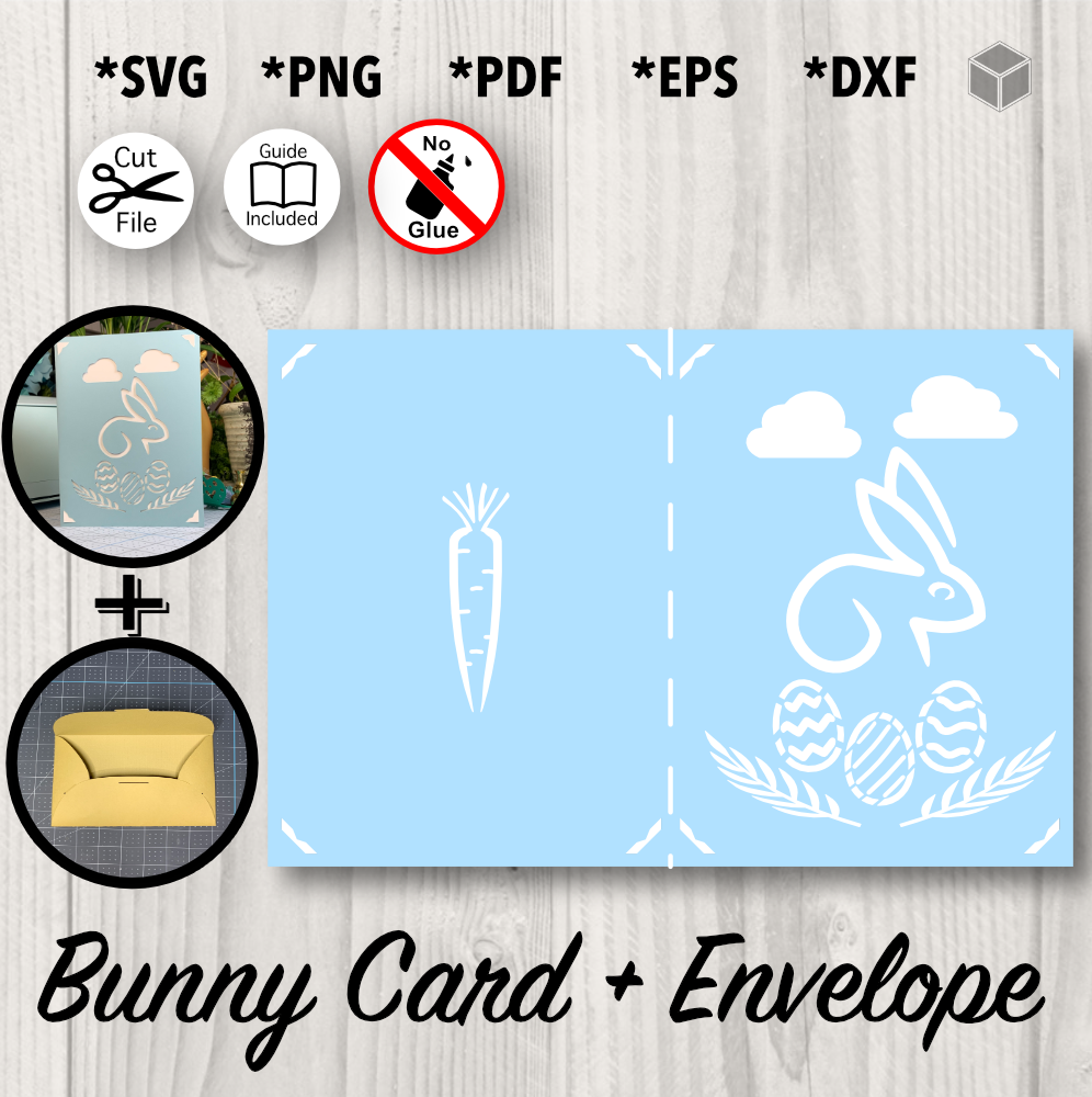 Bunny Easter Card + Envelope Template SVG File | The Digital Files – Mr ...