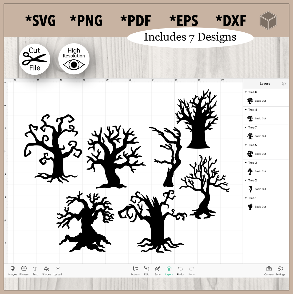 Lot de silhouettes d'arbres effrayants