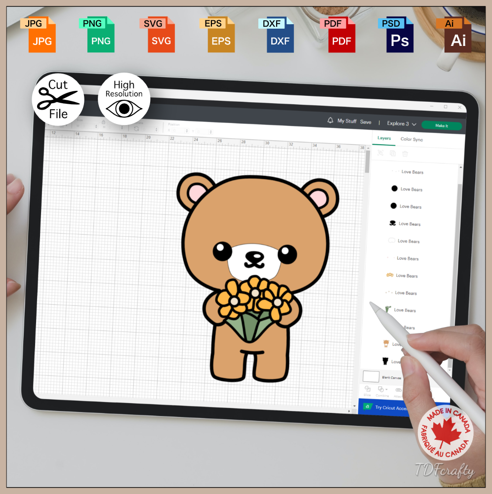 Bear holding a Flowers