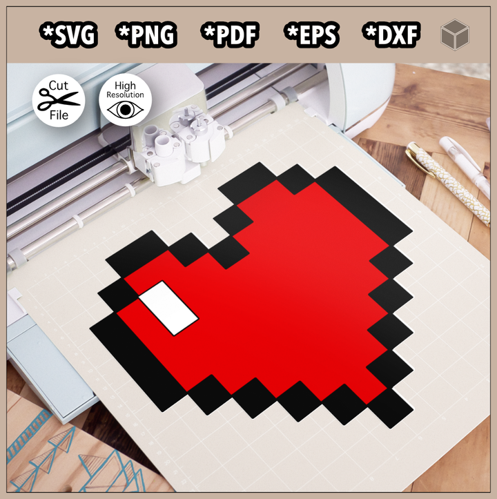 Color y silueta de corazones de píxeles