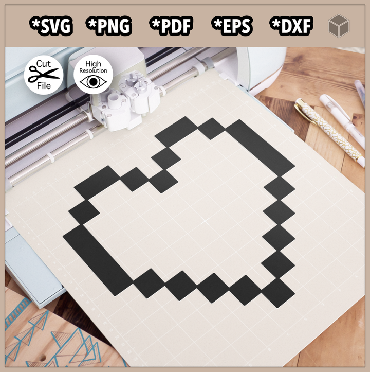 Pixel Hearts Silhouette