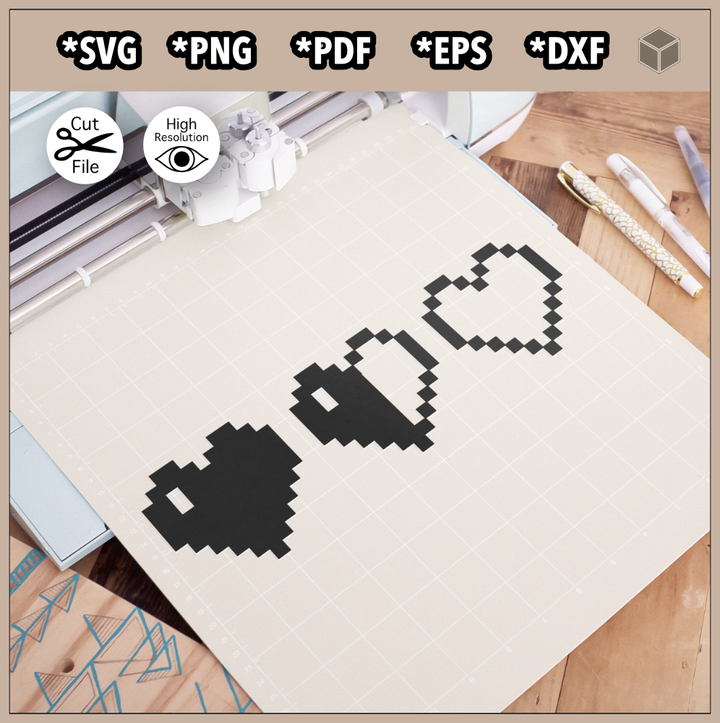 Pixel Hearts Silhouette