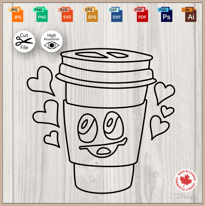 Happy To Go Coffee Cup Outline