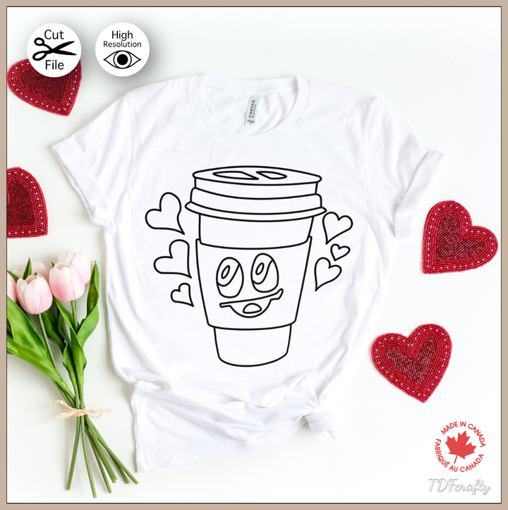 Happy To Go Coffee Cup Outline