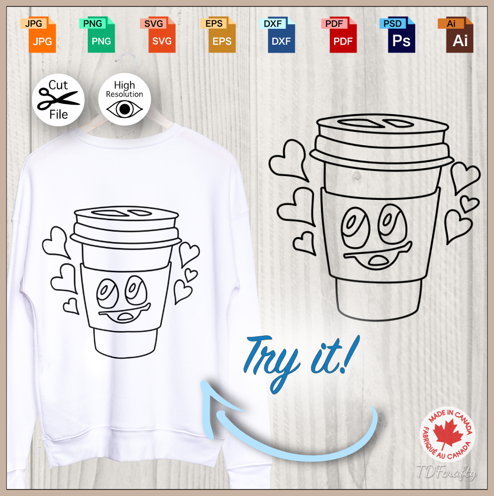 Happy To Go Coffee Cup Outline