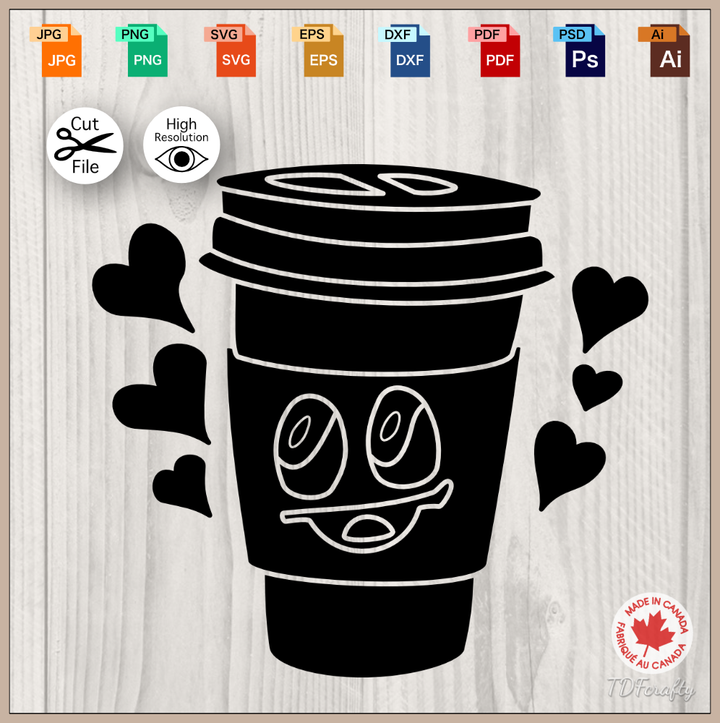 Cheerful To Go Coffee Cup Silhouette