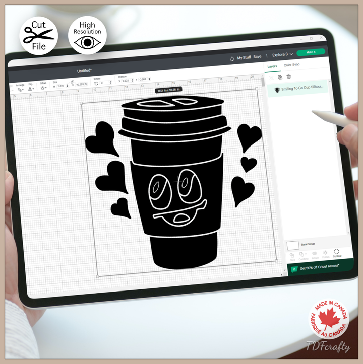 Cheerful To Go Coffee Cup Silhouette