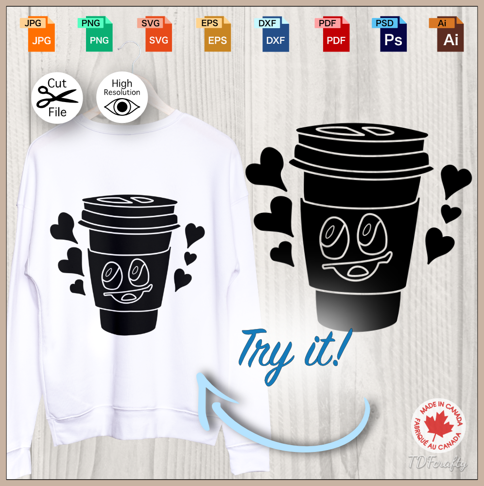 Cheerful To Go Coffee Cup Silhouette