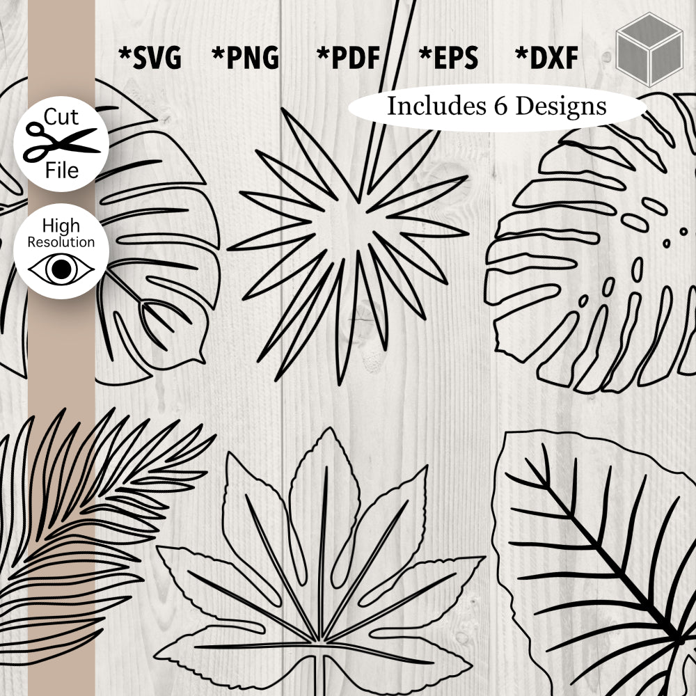 Paquete de contorno de hojas tropicales