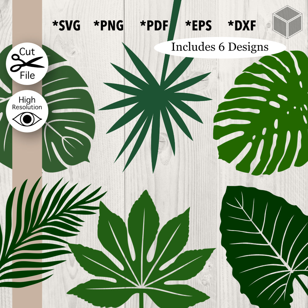 Paquete de silueta verde de hojas tropicales