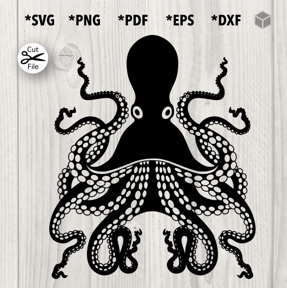 Detailed Octopus Silhouette SVG File | The Digital Files – TDFcrafty