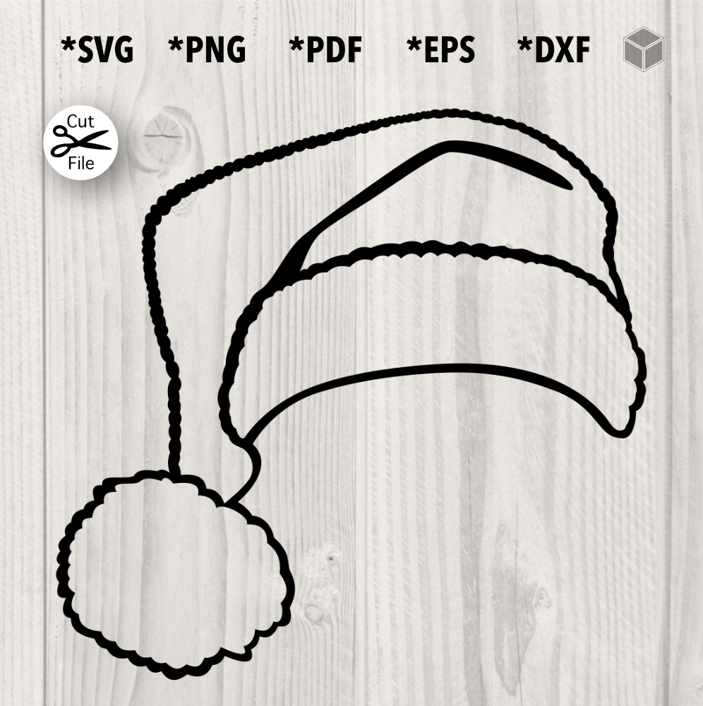 Big Pom-Pom Santa Hat Outline