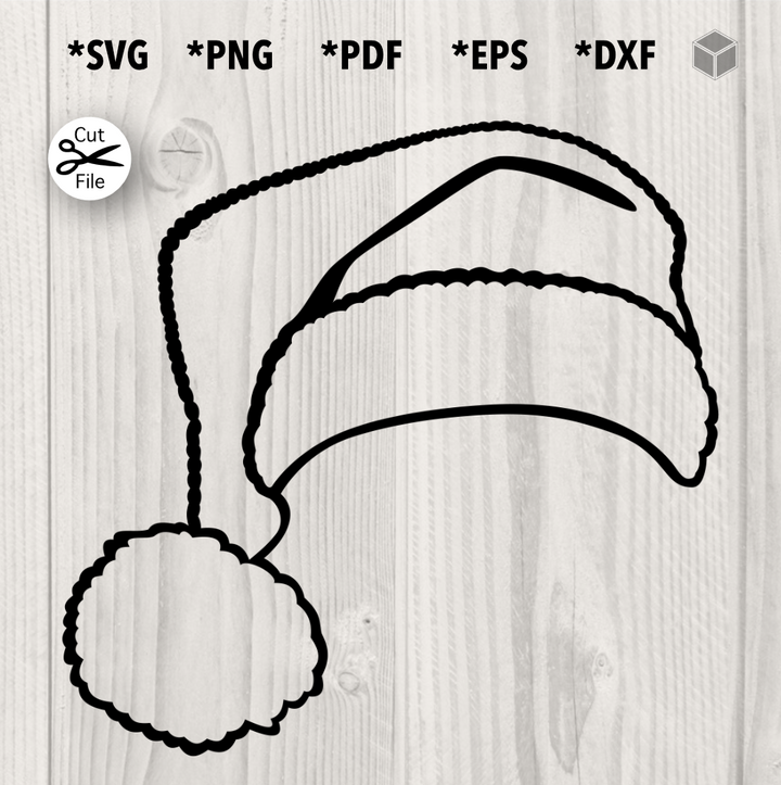 Big Pom-Pom Santa Hat Outline
