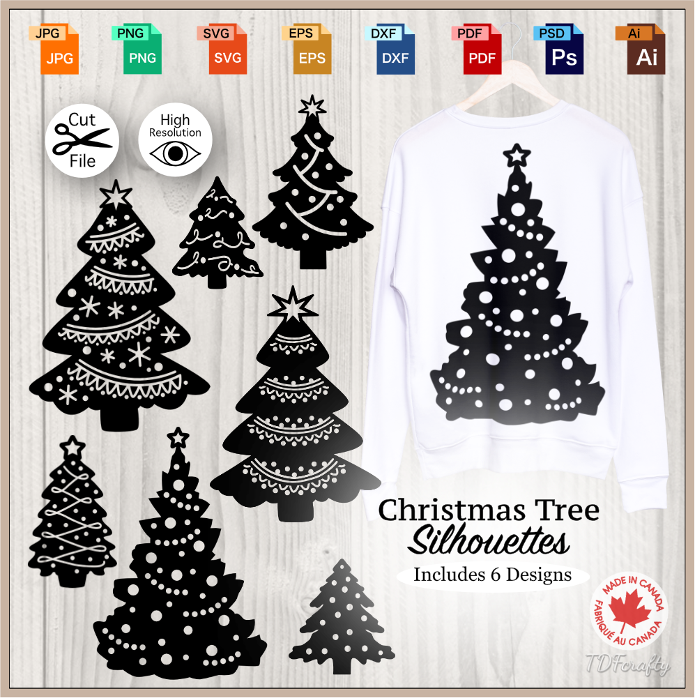 Paquete de silueta de árboles forestales