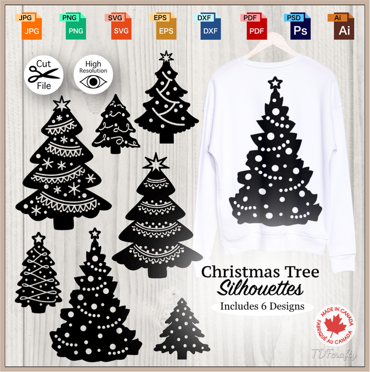 Paquete de silueta de árboles forestales