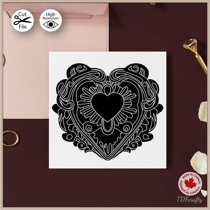 Hyper Detailed Heart svg, dxf, eps, psd, ai, jpg, pdf, png. Fantasy Magic Ice Heart Cut File Valentine’s Day Design, Water Waves Crystal Love, Melting Romantic Vector