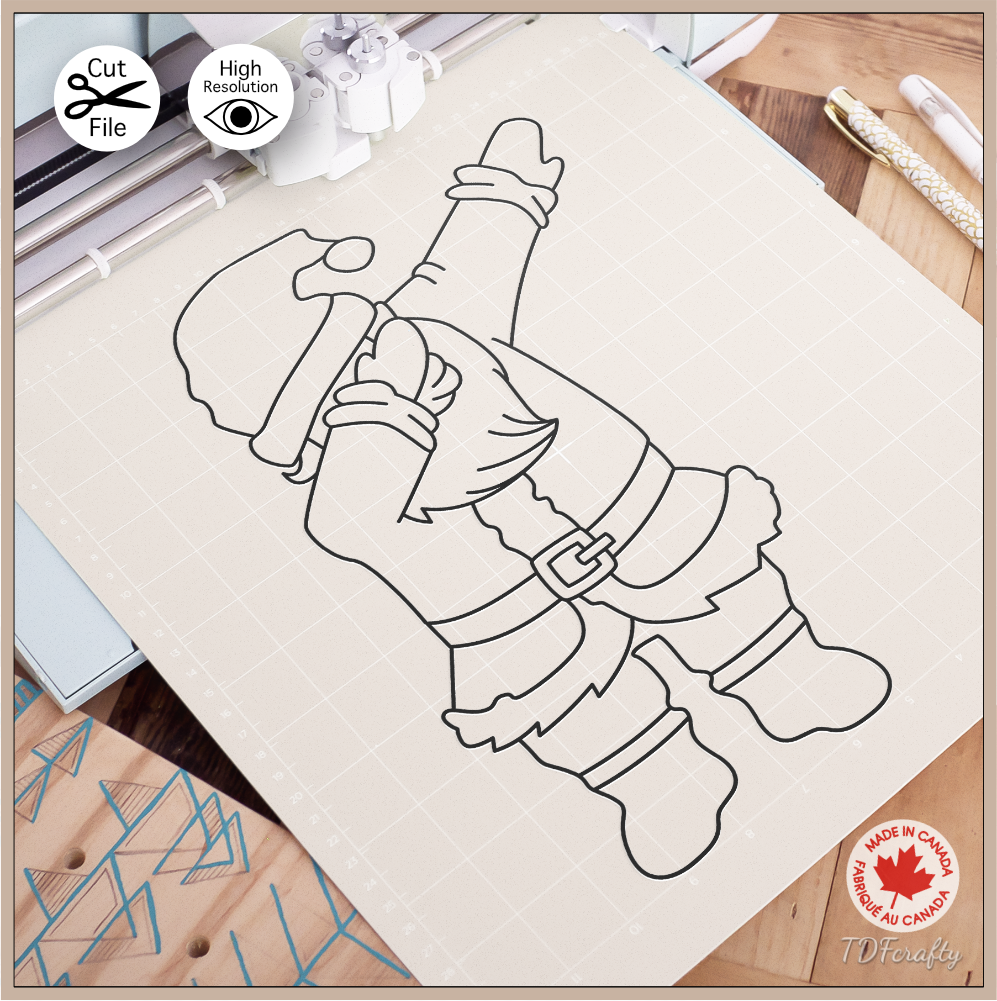 Dabbing Santa cut file design in jpg, png, svg, eps, dxf, ai, psd, pdf shown to cut with a Cricut machine.