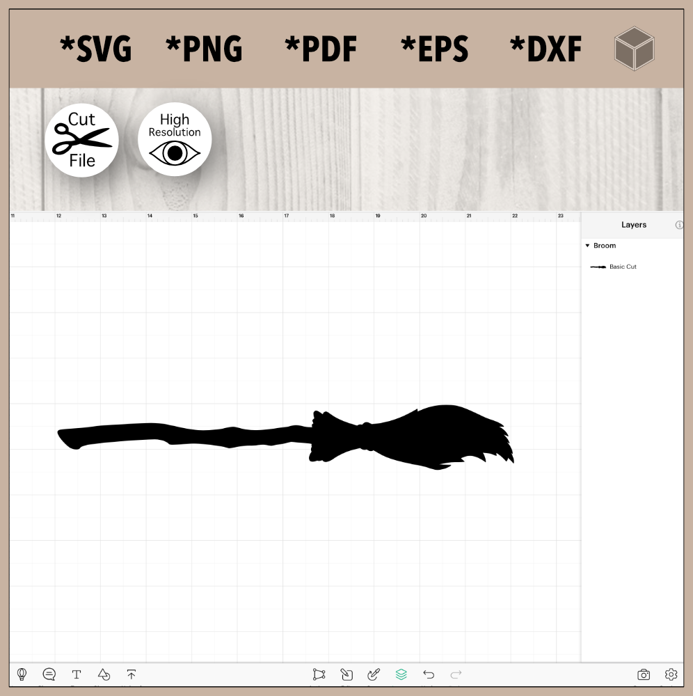Silueta de escoba de bruja