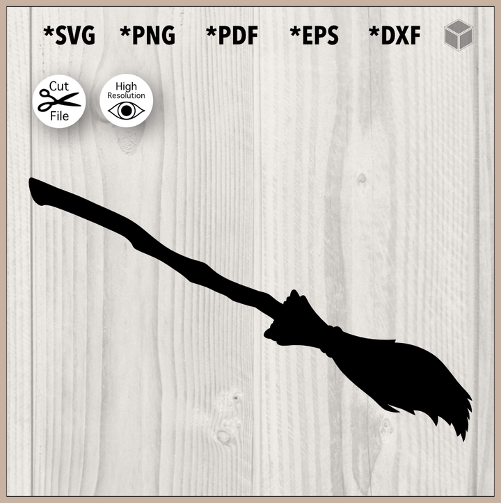 Silueta de escoba de bruja