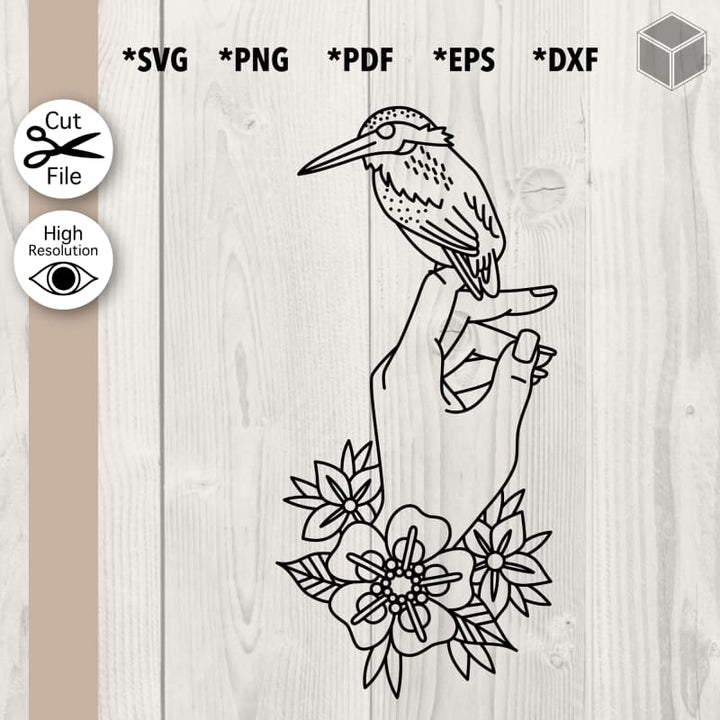 Bird on a Hand Outline
