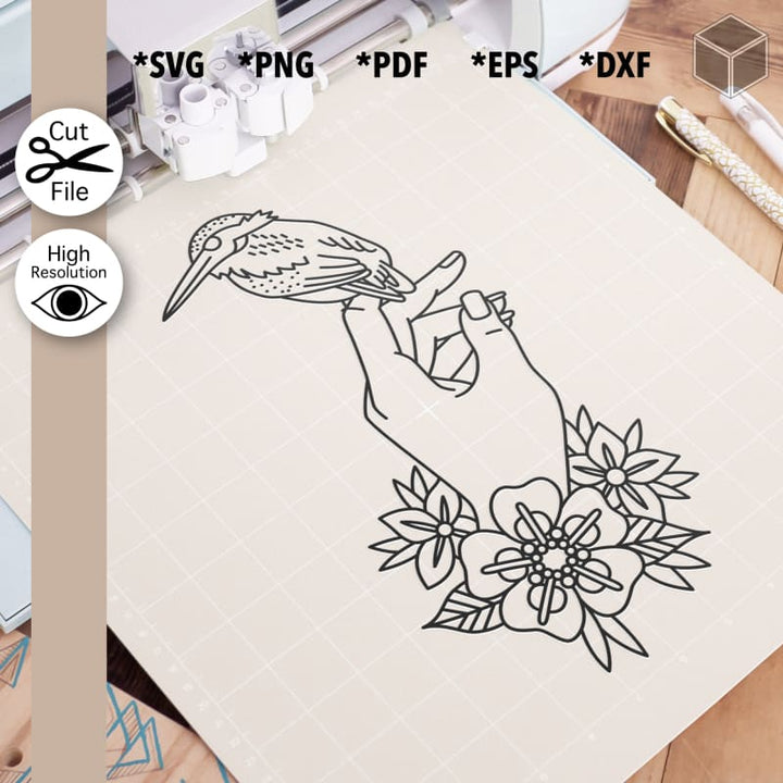 Bird on a Hand Outline