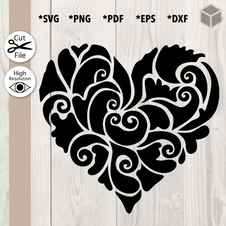 Black Swirly Heart